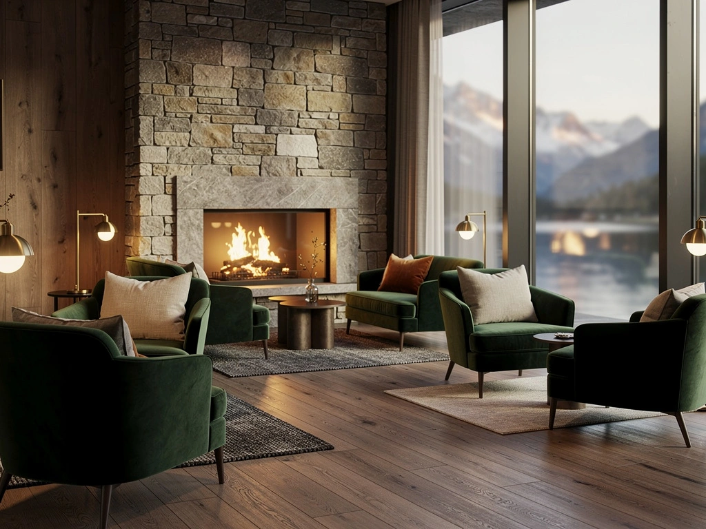 Lounge mit Kamin