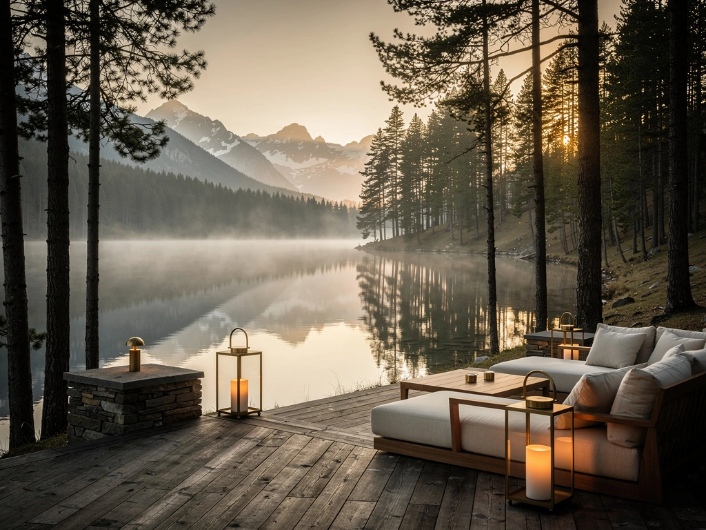 Bergsee im Morgennebel